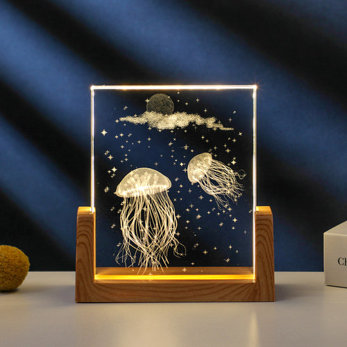 发光水母LED小夜灯摆件定制照片