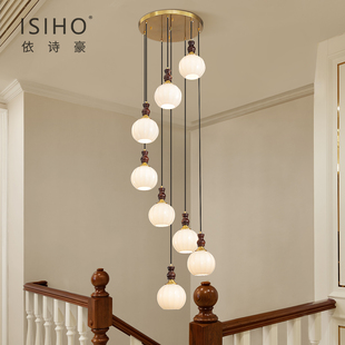 复古loft别墅复式 法式 楼客厅楼梯间吊线灯 中古风楼梯吊灯 依诗豪
