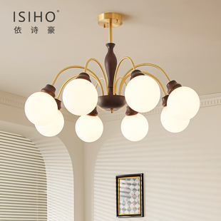中古风法式 轻奢魔豆书房全光谱高档灯具 复古吊灯餐厅客厅主灯美式