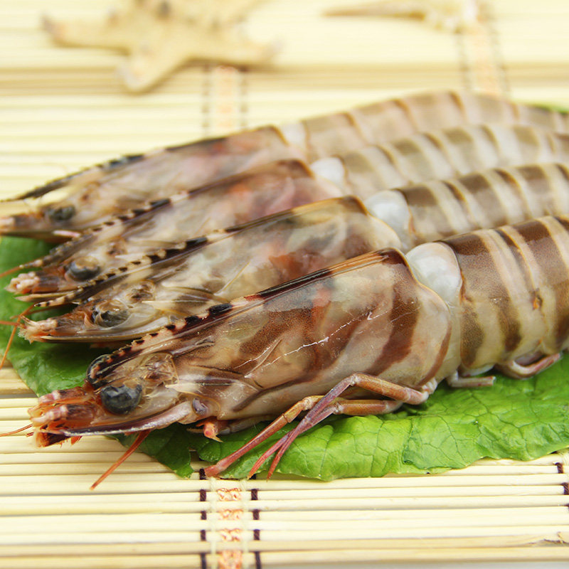 舟山野生特大竹节虾 船冻日本对虾东海花尾虾斑节虾明虾一斤4-5只