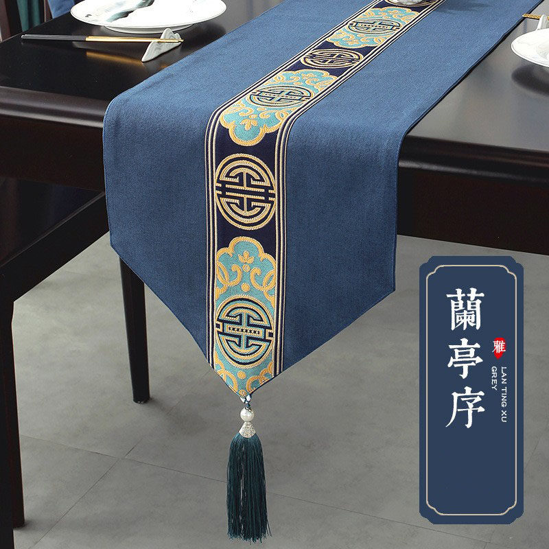 古典新中式复古禅意防水防油茶几席餐厅 四季通用茶巾餐桌巾桌旗