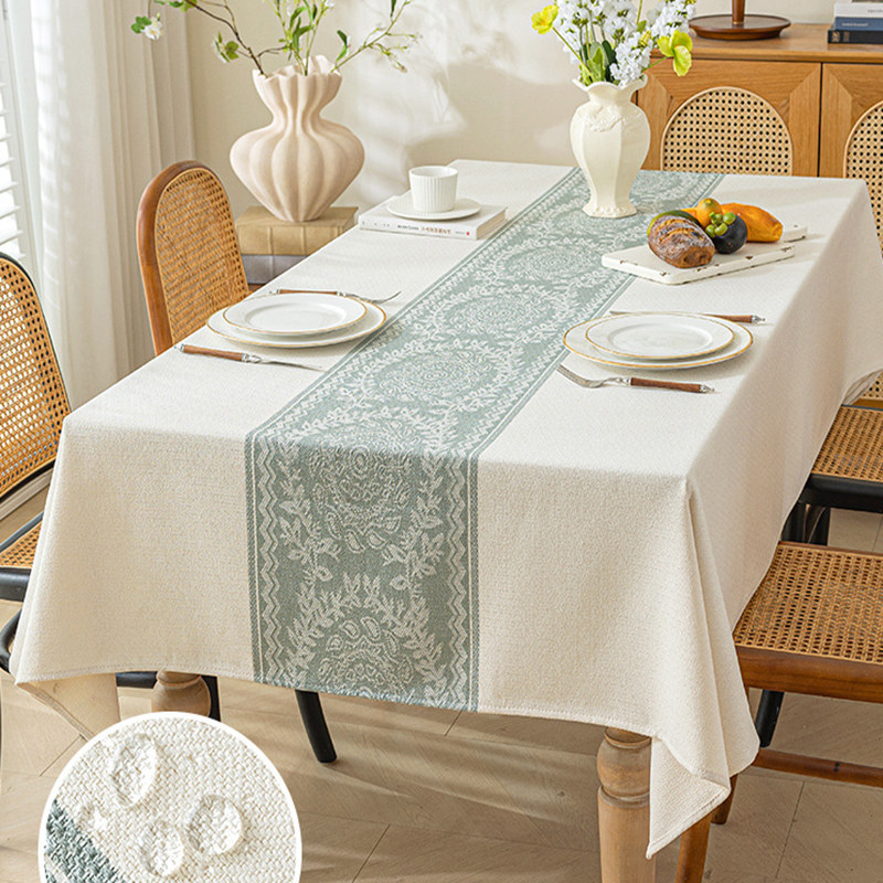 轻奢简约纯色中式现代棉麻桌布防水防油加厚餐厅茶几台布家用盖巾