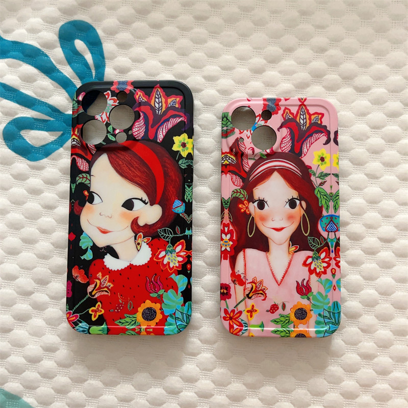 ins风韩国插画少女陆心媛适用iphone15pm手机壳苹果15 pro max电话保护套15软胶全包防摔15pro超薄