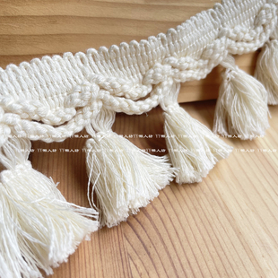 7.8cm棉纱米白色流苏吊穗花边窗帘桌布纱发帘头装饰下摆底边辅料