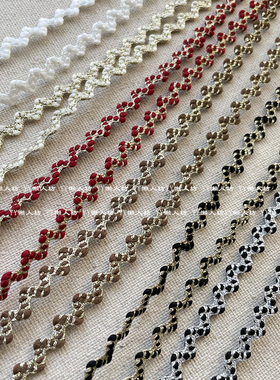 4mm宽波浪弯曲小香风织带花边手工DIY服装发夹镶边家居装饰辅料