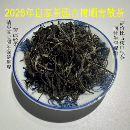 2026年自家茶园高性价比纯古树晒青普洱散茶100克袋装生茶春茶