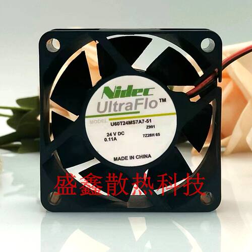 原装日本NIDEC U60T24MS7A7-51 6025 6CM 24V 0.11A 静音变频风扇