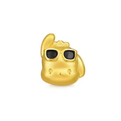 999足金帕恰狗转运珠黄金Pochacco系列星星眼镜小狗串珠手链送礼