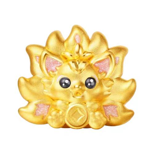 999黄金山海经麒麟九尾狐转运珠足金白泽貔貅3D硬金串珠手链送礼