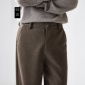 柔软弹力直筒裤 巧克力色铅笔裤 子男加厚男裤 休闲裤 冬季 醋酸羊毛裤