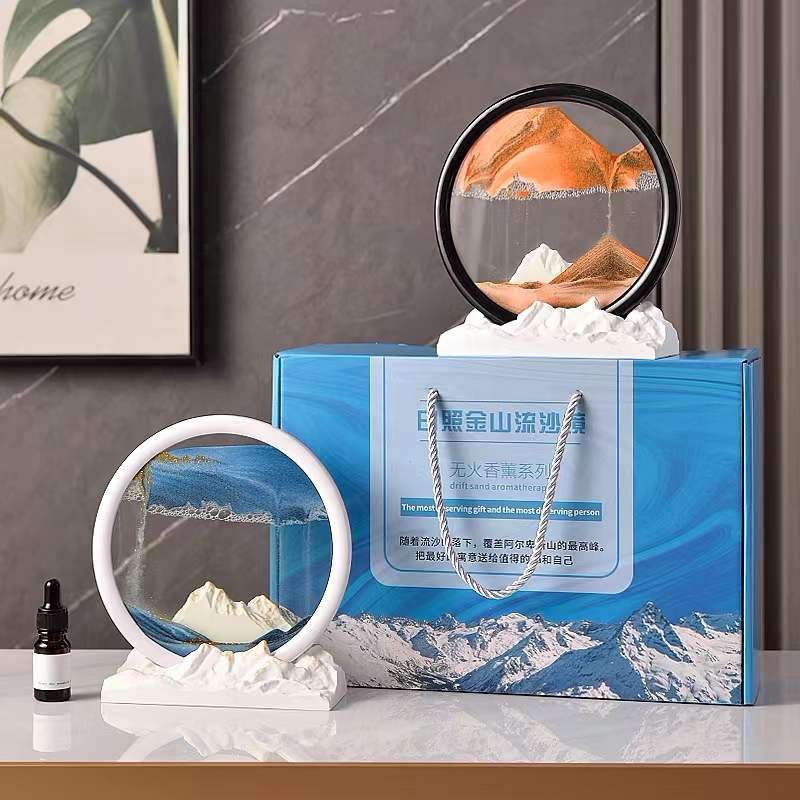 创意日照金山流沙画香薰摆件