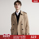 新款 简约休闲男士 风衣中长款 2025秋季 咖驼色修身 双排青年英伦外套