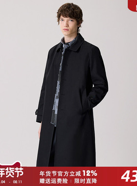 风衣男士2025新款春秋季长款过膝休闲防泼水青年单排扣大衣男外套