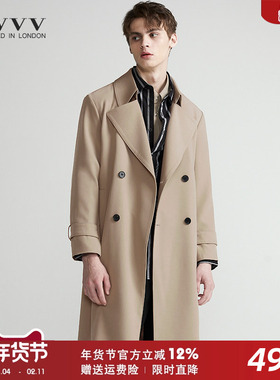 2025新品中长款风衣男士设计师春秋系带翻领高级感韩版潮休闲外套