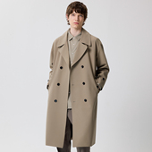 风衣廓形大翻领宽松休闲男士 2026秋季 双排扣长款 英伦经典 外套 男装