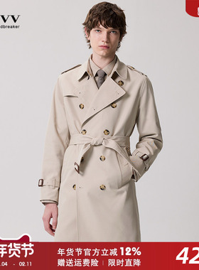 2025新款春秋季英伦男风衣双排扣中长款系带战壕米色潮外套