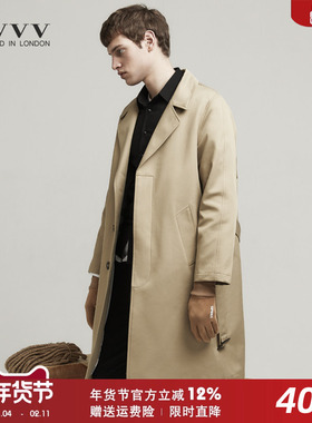 卡其色长款风衣男士过膝2021春秋新品英伦宽松痞帅潮流防风潮外套