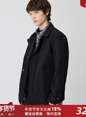 2025秋季短款风衣男外套双排扣时尚休闲翻领通勤高级感男士上衣潮