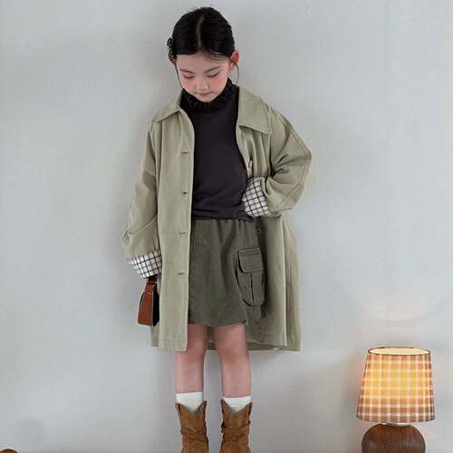 2026秋季新款女童格子拼接中长款