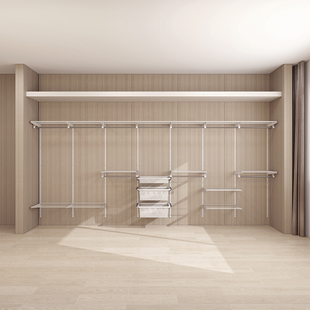 惠普登金属衣柜砌墙衣帽间自制全屋定制走入式衣柜框架整体储物间