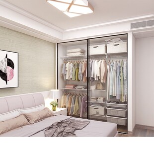 惠普登金属衣帽架砌墙衣帽间走入式衣柜框架整体储物间玻璃门定制