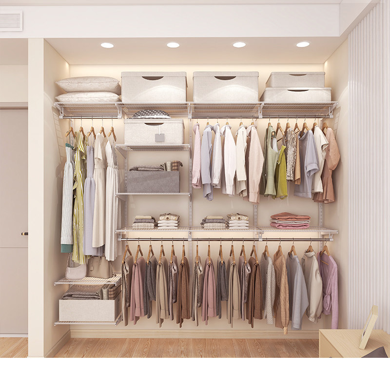 惠普登钢结构金属衣柜2.3米开放式衣帽间定制步入式整体挂墙衣橱