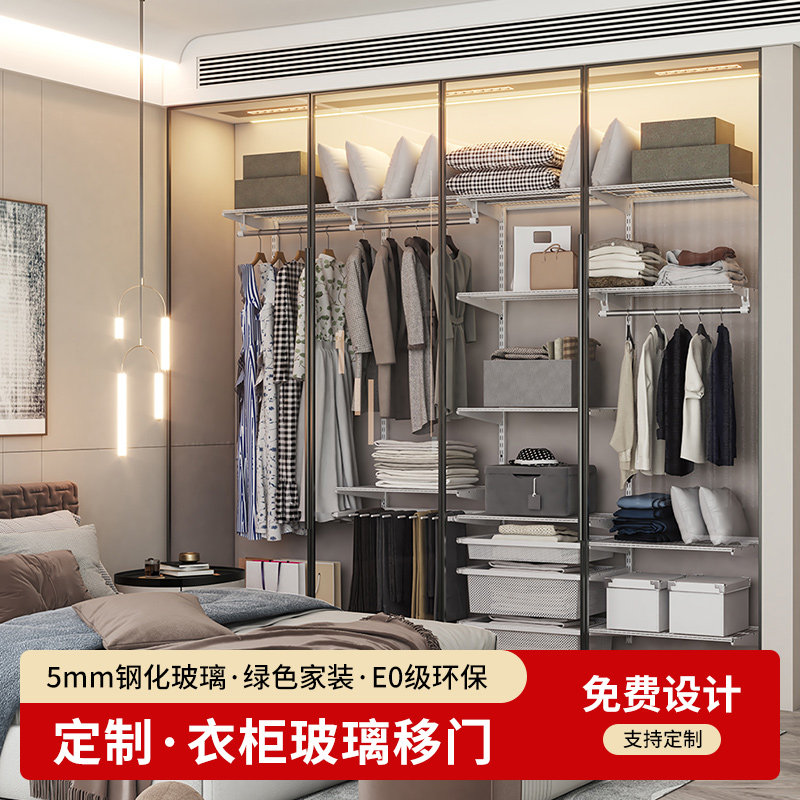 惠普登定制玻璃移门金属衣柜移门图片