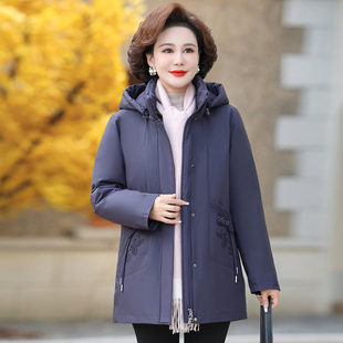 高端活里活面白鸭绒羽绒服女中年妈妈秋冬装风衣可拆卸内胆厚外套