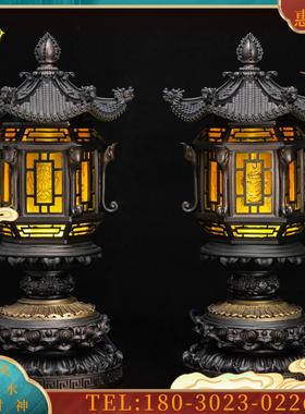 纯铜八吉祥宫灯LED供灯佛灯神社灯供佛灯寺庙家用长明灯