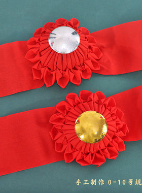 花球大红色布号银镜供佛