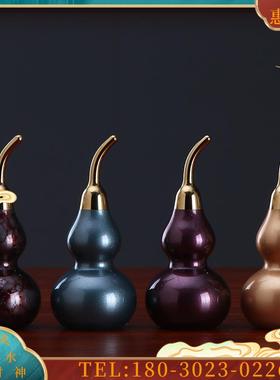 葫芦摆件铜葫芦摆件开盖手绘八仙葫芦书房客厅开业风水镇宅吉祥物