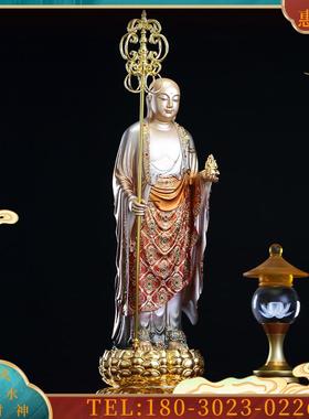 地藏王菩萨九华山地藏王佛像铜雕掐丝珐琅彩贴金地藏菩萨像站像大