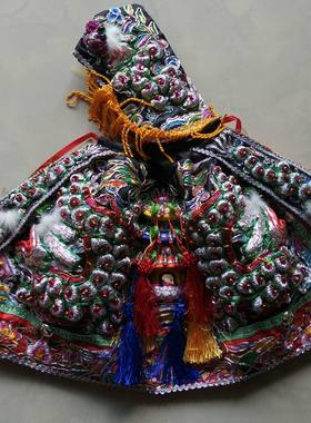 黑色神衣法主公披风池府王爷披风神衣台湾神明衣高档鱼鳞绣9寸