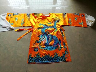 神像佛像衣服民俗刺绣黄色披风斗篷龙衣神衣佛衣带水袖 龙袍1米