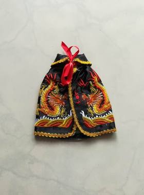 黑色龙绣披风龙袍神像披风佛衣服王爷披风法主公披风民俗绣品20cm