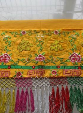 佛堂绣品有求必应横幅黄色八仙彩横幅联彩横围门彩联彩帘彩3尺