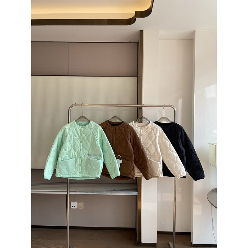 葫芦菱格绗缝设计女士棉服外套