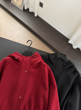 010507~「包邮 氛围感战袍」门襟按扣设计~女士双面呢外套