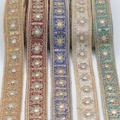 饰织带 口装 4.5CM黑色刺绣亮片花边辅料民族风手工diy服装 衣领袖