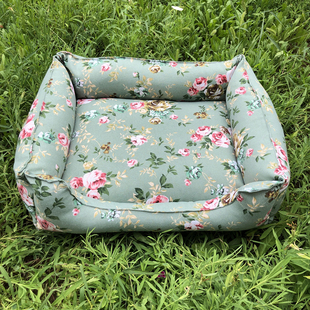 手工DIY狗窝猫窝可拆洗纯棉帆布田园碎花条纹床宠物用品冬季冬季