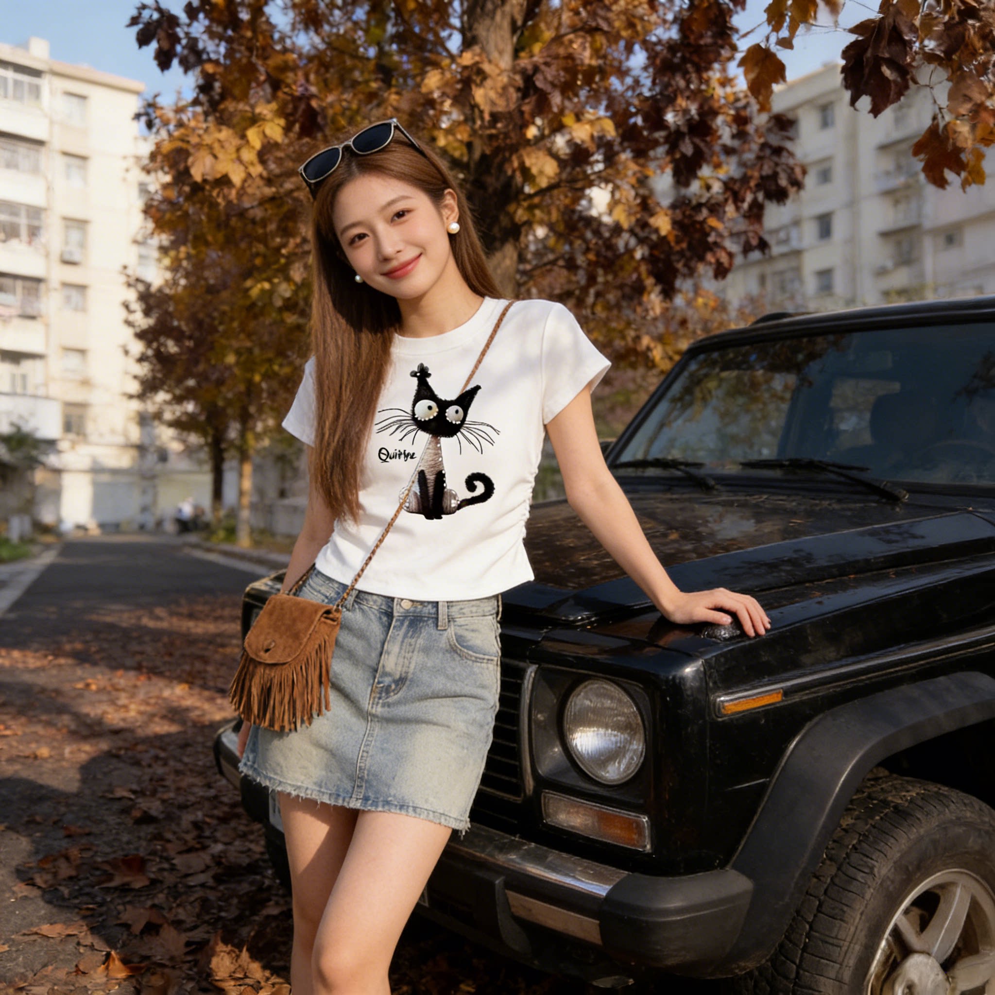 夏季正肩短袖T恤女修身显瘦设计感小子气质洋气抽褶上衣百搭短款