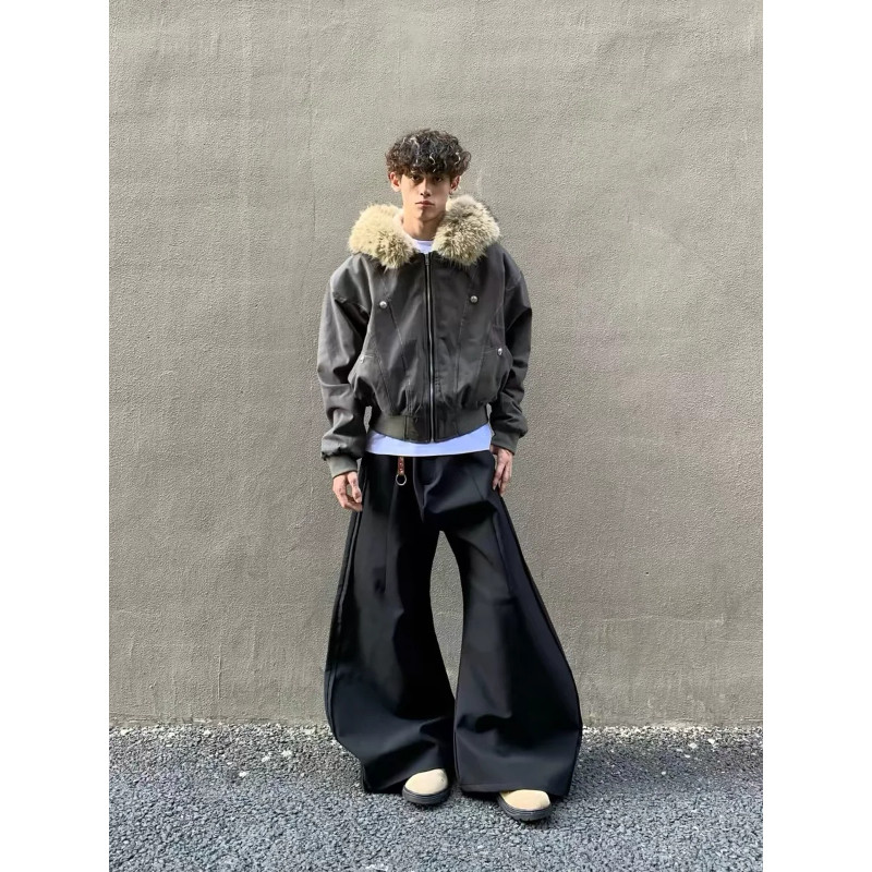 美式港风毛领连帽男女同款加绒加厚保暖防寒棉服外套女派克棉袄潮