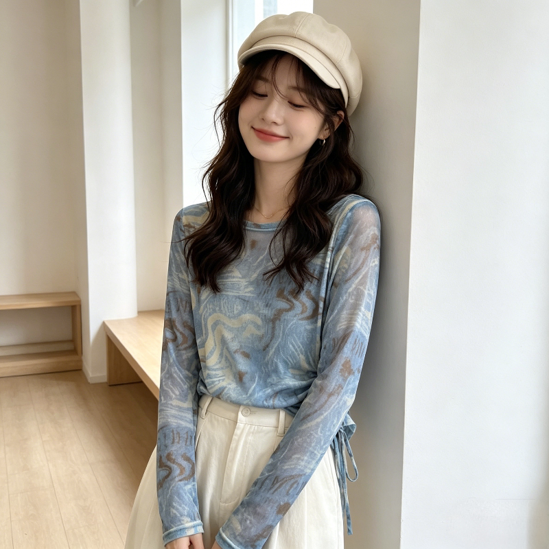 夏季薄款冰丝透气物理防晒长袖T恤上衣女休闲大码小个子空调罩衫