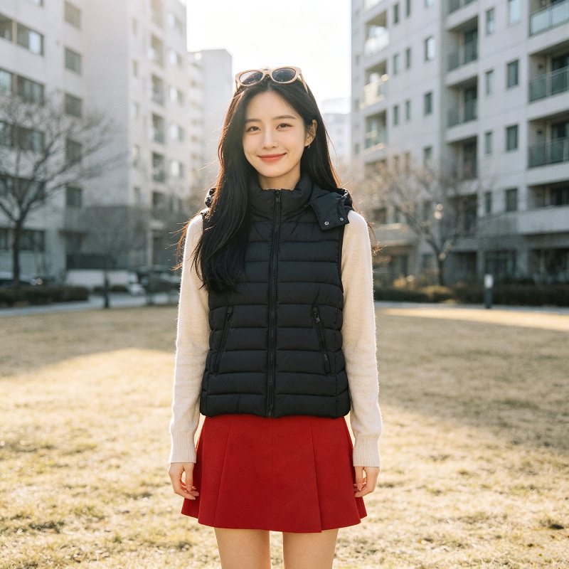 轻薄款连帽修身显瘦小个子保暖防寒无袖排骨服棉衣马夹外套女洋气