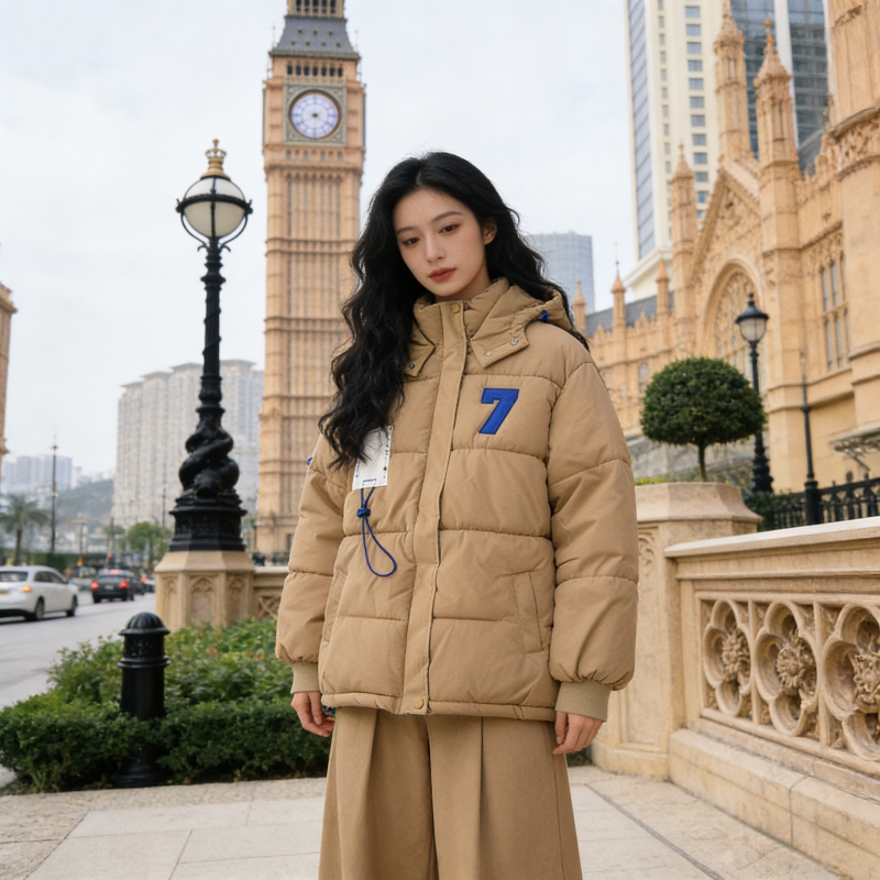 冬季连帽加厚保暖防寒宽松大码小个子棉服外套女面包服棉袄洋气潮