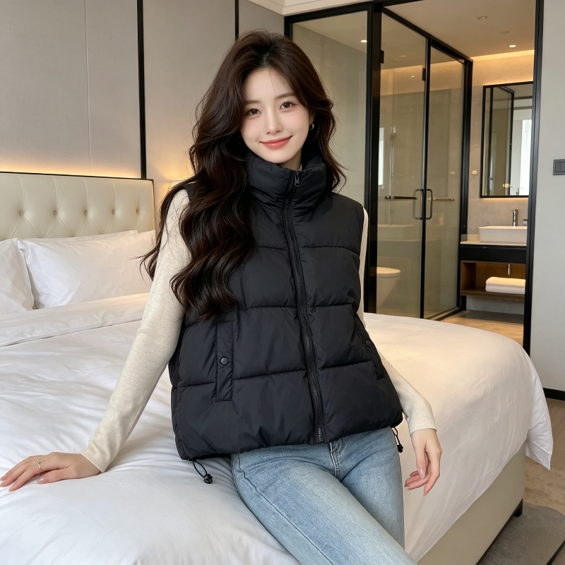 慵懒风宽松大码立领加厚保暖小个子百搭休闲无袖棉服马夹外套女潮