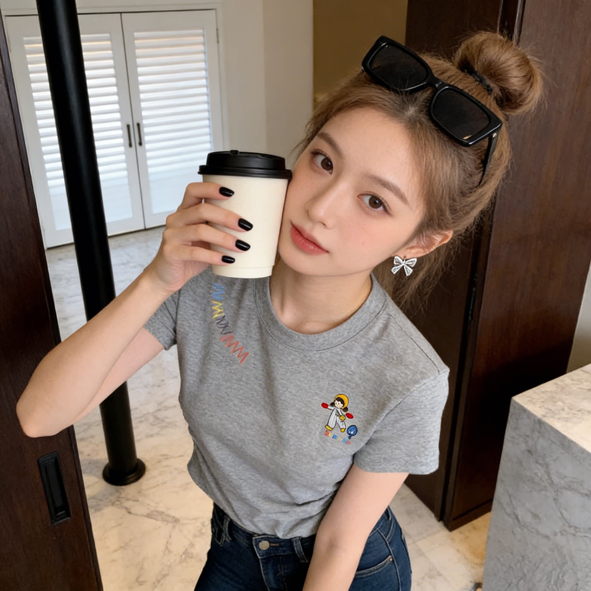 夏季正肩短款T恤女小个子修身显瘦设计感抽褶洋气短款小众上衣潮