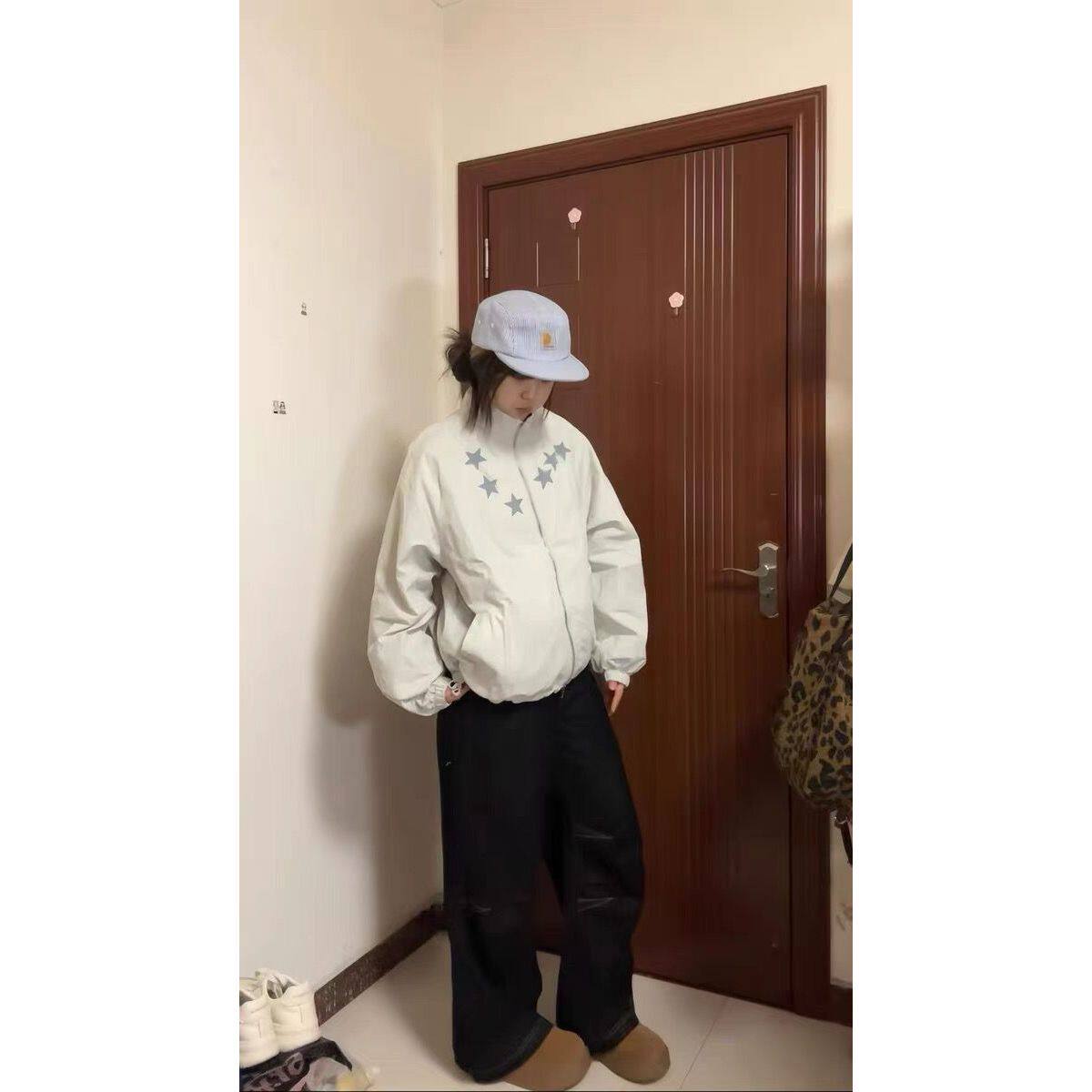 夏季慵懒风设计感立领休闲宽松大码小个子星星印花防晒外套女罩衫