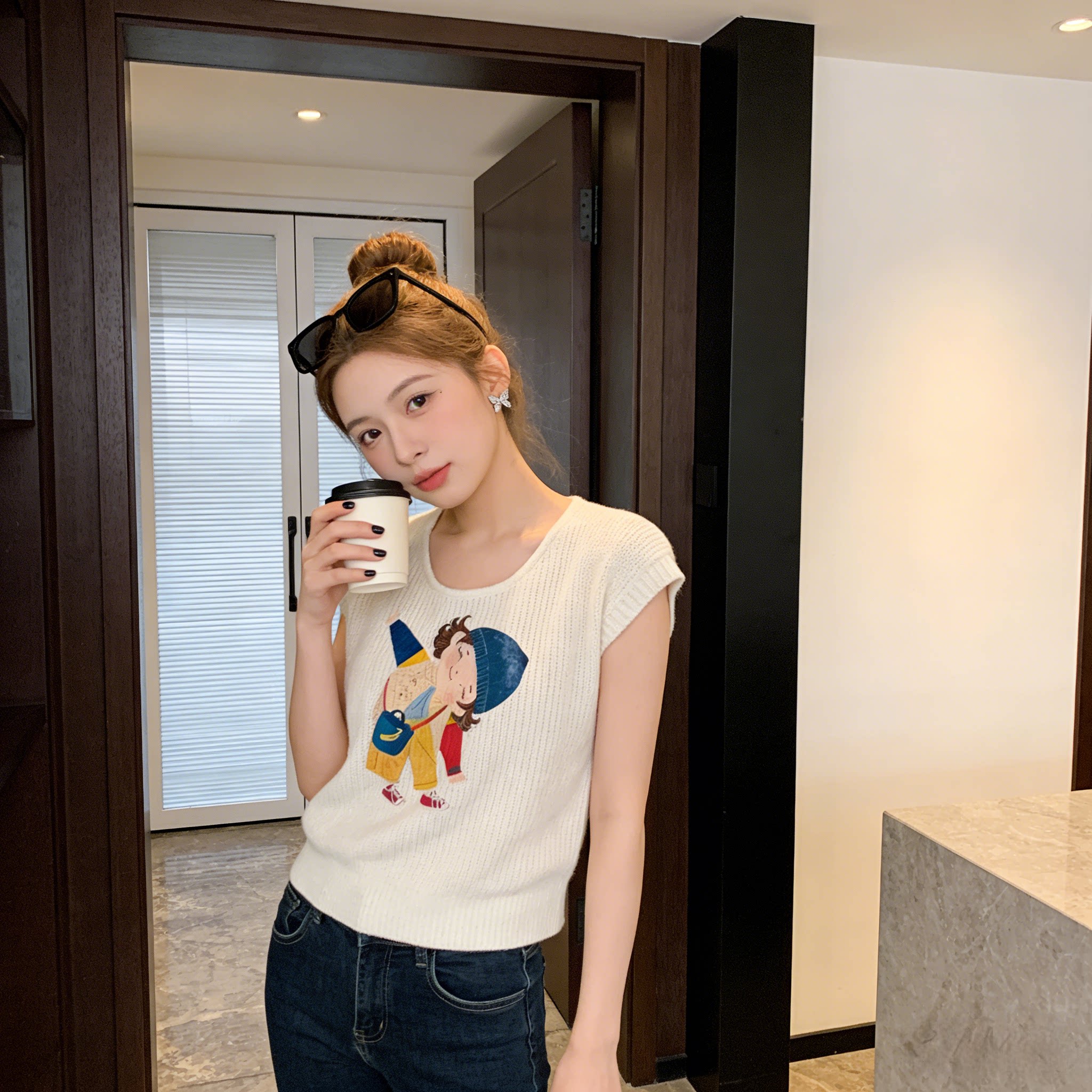 纯欲冰丝短袖针织衫女2026新款爆款夏季t恤衫时尚洋气显瘦ins上衣