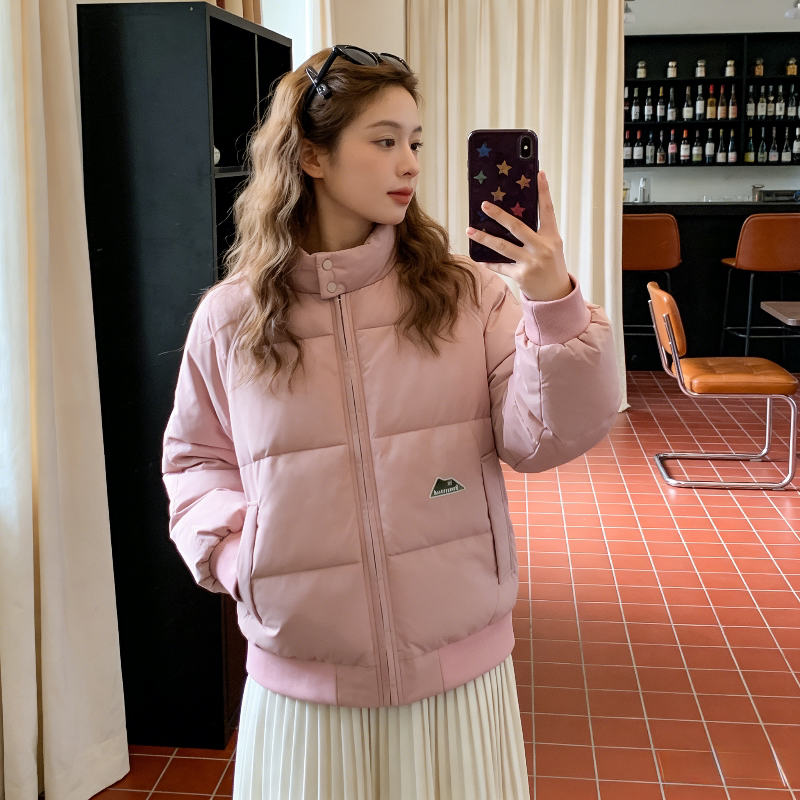 粉色甜美秋冬季新款棉服女加厚韩系小个子棉衣面包服学生棉袄外套